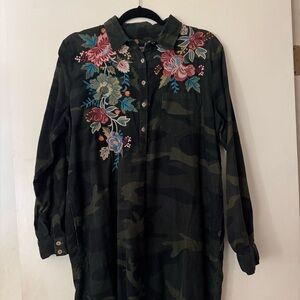 Floral Embroidered Camouflage Mini Dress
JOHNNY WAS